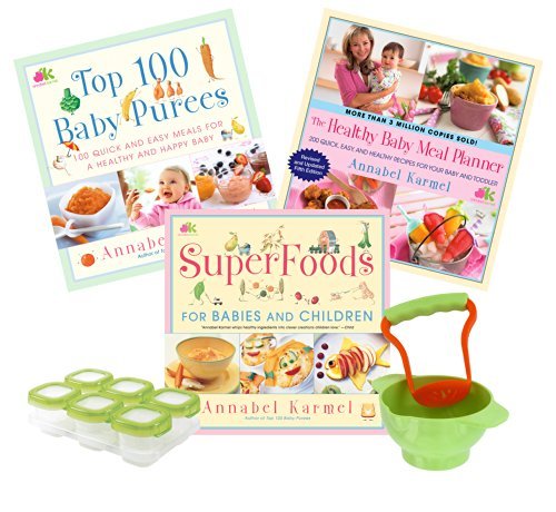 Annabel Karmel Baby Food Book Bundle with Food Storage Cubes & Food Making Bowl