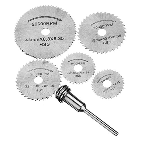 JTENG 6pc hoja de sierra circular HSS vio la herramienta rotatoria Dremel Cuchillas discos de corte Adecuado para la Madera,...