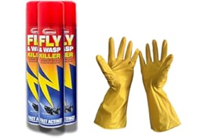 NATURAGLOW Fly & Wasp Killer Insecticide Fast-Acting Pest Aerosol Spray | Effective against all insects | Contains Sanmex Spray Fly & Wasp Killer Aerosol Spray 300ML 3 PCS with Household Cleaning Gloves