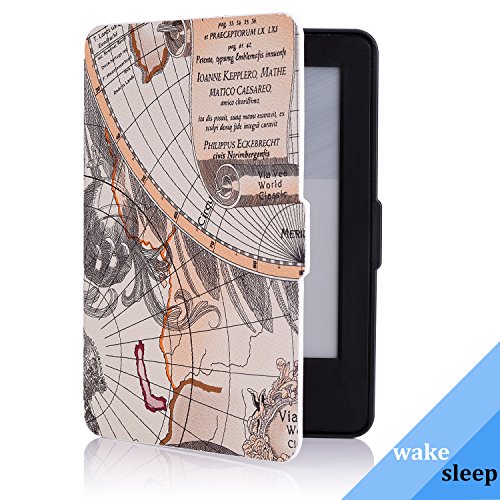 Kindle 7.Gen Hülle Case – MoKo Superleicht PU Leder Tasche Schutzhülle Schale für Amazon E-reader Kindle (7. Generation – 2014 Modell)(Nur Geeignet für Kindle 2014 Modell mit Touchscreen), Map A - 4