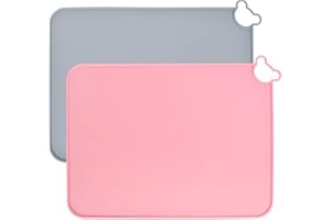 Zimoer Silicone Place Mats for Children and Babies, Pack of 2 Placemats for Toddlers, BPA-Free, Non-Slip, Portable, Dishwasher Safe Table Mat (Pink + Blue)