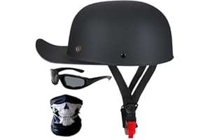 HHSDB Halbschalenhelm Motorradhelm ECE-Zulassung Baseball Cap Mit Fahrradbrille Fahrradvisier Cruiser Chopper Scooter Helm Herren Retro Motorrad Halbhelm MäNner Frauen Mofa Helm 57-62cm