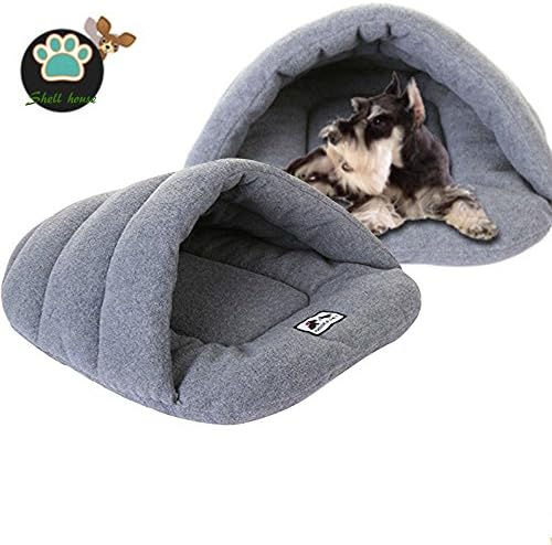 Nopson Cute Shell Shape Washable Comfy Soft Fleece Cats Or Dogs Winter Warm Sleeping Matress Bed Doghouse Cushion Gray, (Large 23" L x 27" W)