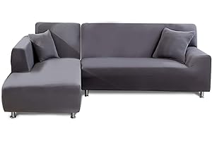 Feilaxleer Funda Sofa Chaise Longue Elástica Brazo Izquierdo/Derecho,Funda para Sofá en Forma de L (3 Plazas +3 Plazas,Gris)