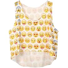 YiLianDa Mujeres Tapas del Tanque Sin Mangas Camiseta Emoji Cielo Bandera Impresión Chaleco del Verano Top Blusa Tank Tops Ocasionales Lindas