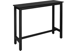 ‎WOLTU WOLTU Wąski i wysoki stół barowy 120 x 40 x 100 cm, stół jadalny z metalową ramą i solidnym blatem MDF, czarny
