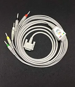 Biometric cables 5 Lead ECG Cable Compatible with BPL-108 Digi 15 Pin Banana Type (Grey)