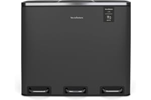 Les Collectors N°990 Pattumiera per raccolta differenziata a pedale, Capacità 54 L, 3 scomparti 18L, Resistente, Cucina, Contenitori estraibili, Riciclo, Chiusura silenziosa, Grigio antracite