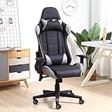 ABSOLUTA COMODIDAD ERGONÓMICA: Respaldo alto que ayuda a apoyar bien el cuello en el cojín de espuma de alta densidad, revestimiento de cuero suave de PU, inclinación 180º, regulable en altura y apoya brazos.
