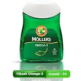 M&ouml;ller's Omega 3 Kaps&uuml;l 30 Adet; IFOS Onaylı, EPA 640 mg, DHA 480 mg, saf balık yağı. G&uuml;nl&uuml;k omega-3 takviyesi, trigliserid f
