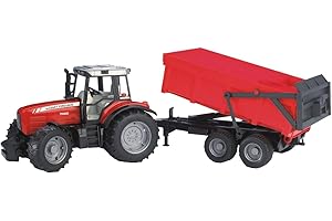 bruder 02045 - Massey Ferguson 7480 avec remorque à benne basculante, tracteur, remorque à benne basculante, tombereau, ferme