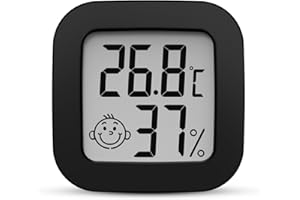 HOUDIAN Mini Room Thermometer Digital Hygrometer Thermometer Indoor LCD Temperature and Humidity Monitor for Home, Office, Bedroom, Baby Room, Warehouse, Cellar, Car (black-1)