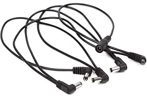 Rosenice - Cavo Pedal Power concatenato a 5 vie con connettori ad angolo retto, per pedali per effetti per chitarra e basso