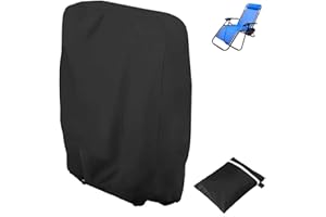 Omtofo Housse de Protection pour Chaise Longue Pliante, Oxford Coupe-Vent Anti-UV Imperméable Housses pour Chaises de Jardin Pliantes, Housse de Chaise Longue de Jardin (Noir-1pcs)