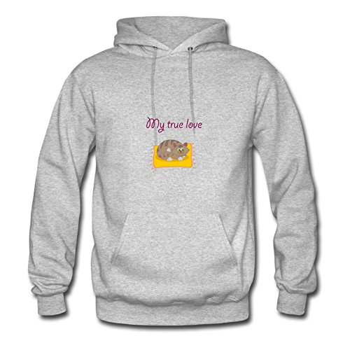 Women Hoodies My True Love - My Cat Print For Creative Hoody-grey X-small