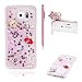 Produktbild Für Samsung Galaxy S6 / Galaxy S6 Duos Hülle,SKYXD Glitzer Flüssig Wasser Kreativ Design Weiche Silikon Gel Gummi [Nicht Hard Case] Brillianter Leichtes Glatt Schutzhülle mit [Handyanhänger + Eingabestifte] Handy Tasche Hülle Etui für Samsung Galaxy S6 / Galaxy S6 Duos Soft Shine Bling Glitter Liquid Water Folie Case Back Cover With Touch Pen Dust Plug - Rosa Treibsand Sparkle DIY Rote Lippen