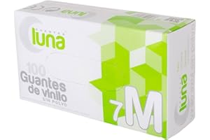 Guantes Luna Supreme - Guantes de Vinilo Blanco Traslucido Sin Polvo, Talla M | Guantes de Examen | Ambidiestros, Sin Latex, No Esteriles | 100 Uds
