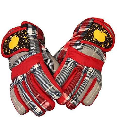 LZH Gloves Children Warm Cycling Gloves Non-slip Wear-resistant Waterproof Ski Gloves 6-10 years old , Red
