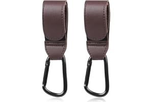 Shabany Gancio universale per passeggino, 2 pezzi, misura universale, gancio per passeggino, gancio da tasca, regolabile e resistente, con chiusura in , colore: marrone rosso
