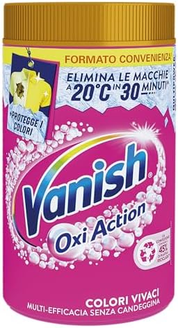Vanish Oxi Action Multipower Polvere Rosa, Smacchiatore per Capi Colorati, 1 Confezione da 1,5Kg di Smacchiatore per Bucato, Additivo Lavatrice Multiazione senza Candeggina