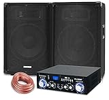 Komplettes PA-Set für Einsteiger, 2 x Lautsprecher, 1 x Bluetooth-Endstufe, 10 m Lautsprecherkabel