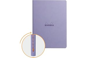 RHODIA 116459C - Carnet Souple Piqûre Textile Iris - A5 14,8 x 21 cm - Pointillés Dot - 64 pages - Papier Clairefontaine Ivoire 90 g/m² - Couverture Simili Cuir - Collection Rhodiarama