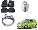 Auto Pearl Premium Quality Car Accessories Combo of Car Floor Foot Mats 3D Black. & Full Steel Towing Tow Cable 2000kgs 6mm Heavy Duty 4Mtr. & Godrej Click Car Air Freshner 9 ml - Green For Chevrolet Beat Type-2 RS.2023.00