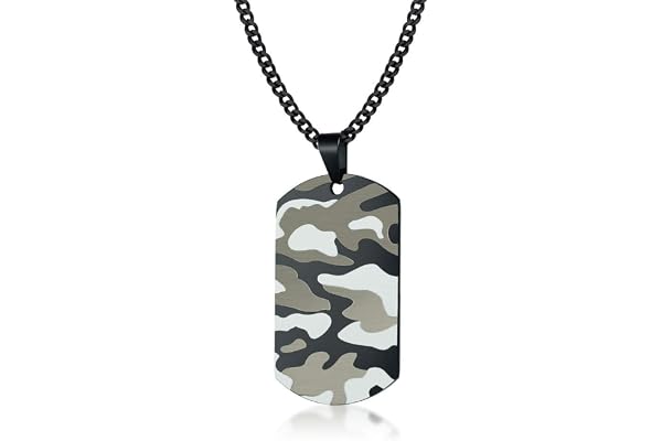 VNOX Personnalisé en Acier Inoxydable Camo Camouflage Dog Tag Pendentif Militaire Armée Collier, Gratuit Gravure au Verso