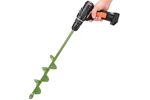 SYITCUN Tarière de jardin 4 x 42 cm pour perceuse - Vert - Pour visseuse sans fil - Outil de creusement pour planter