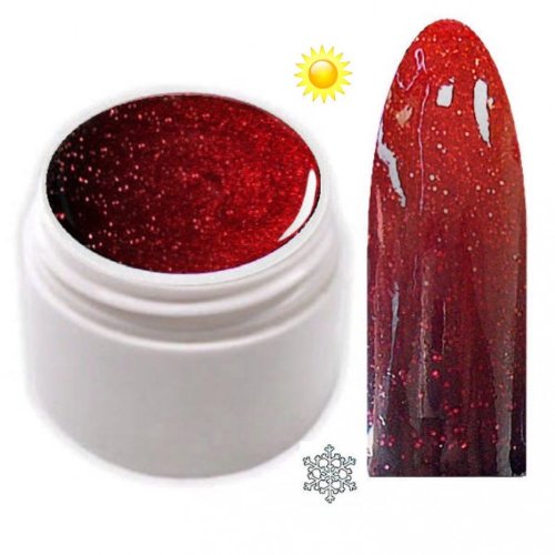 xxl-cosmetic Thermo Farbgel UV Gel Farbwechsel Bordeaux Rot Glitter - Rot Glitter 5ml TFG-7