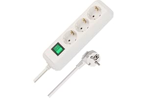 Brennenstuhl Eco-Line, Steckdosenleiste 3-Fach (Mehrfachsteckdose mit erhöhtem Berührungsschutz, Schalter und 5m Kabel) weiß