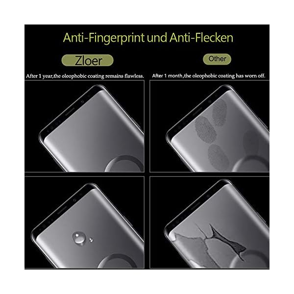 Zloer [2 Stück Samsung Galaxy S8 Panzerglas Schutzfolie, [9H Härtegrad] [Anti-Kratzen] - Anti-Bläschen, Leicht Anzubringen – Bild 3