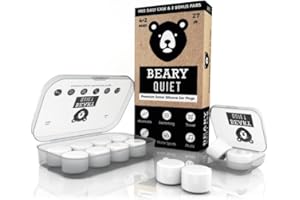 Beary Quiet Ear Plugs for Sleep and Noise Cancelling 6 Pairs Free Case Custom Fit Soft Silicone Mouldable Earplugs