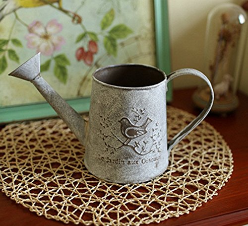 Französisch Stil Weiß Shabby Chic Mini-Metall-Pitcher Blumen-Vase mit Vintage Vogel Dekorative, Schmiedeeisen manuelle Pflanzen Vase mit Klassik