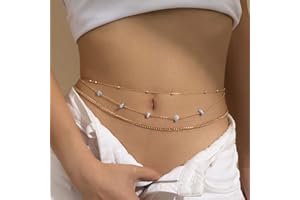Zookey Chaînes de corps Boho en couches dorées Chaîne de taille Pierres Perles Chaînes de ventre Bijoux pour femmes et filles