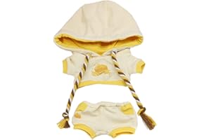 niannyyhouse Vêtements de poupée en peluche crème de 20 cm, costume à capuche et pantalon de 20,3 cm, accessoires de poupée (jaune)