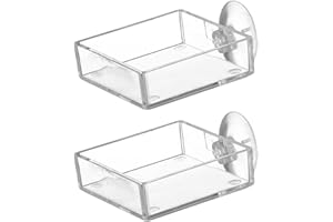 MEISH 2pcs Aquarium Feeder for Fish, Shrimp, Lizard, Spider; Transparent Acrylic Fish Feeding Tray; 6*6cm; Aquarium, Pet Shop, Kitchen, Bathroom