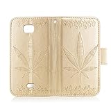 BONROY® Huawei Y5C Hülle ,Maple Leaf Prägemuster Folio Schutzhülle Tasche PU Leder Schale Tasche Magnet Silikon Back Cover Etui Standfunktion Handytasche Slim-Schutzhülle Mit Karten /Geldscheinfach Handy Etui Flip Tasche Für Huawei Y5C - 