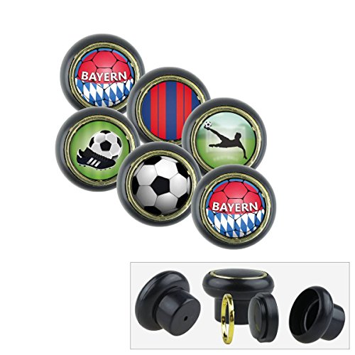 Preisvergleich Produktbild Möbelknopf Möbelgriff Möbelknauf Set 019SP Fußball Bundesliga Bayern 6er - Kleine Universal Möbelknöpfe für Schrank, Schublade, Kommode, Tür, Küche, Bad, Haushalt Kinder Kinderzimmer