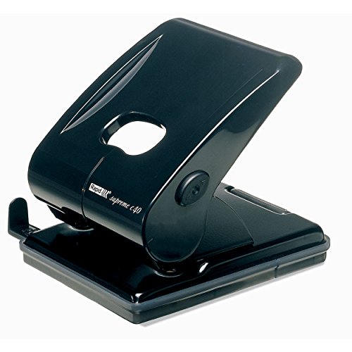Rapid Supreme SC40 2 Hole Punch, Adjustable Guide Bar, Metal, Black, 20597801