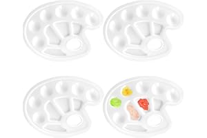 Zuofan 4 Stück Mischpalette, Farbtablett, Farbmischpalette10 Mischfeldern und Griffloch, Universalpalette für DIY Kunst Malerei, 22.8 * 16.5cm
