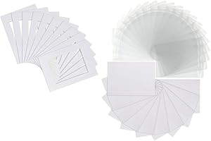 CANVASBAY Pack of 20 Iced White Textured Picture Mounts for Photos (Off White), Includes Backs and Clear Resealable Bags, 1.4mm Conservation Mounts (12"x16" to Fit A4)