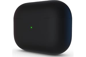 ORNARTO Etui kompatybilne z AirPods Pro, etui ochronne z płynnego silikonu do AirPods Pro miękka skóra przednia LED widoczne silikonowe etui, czarne