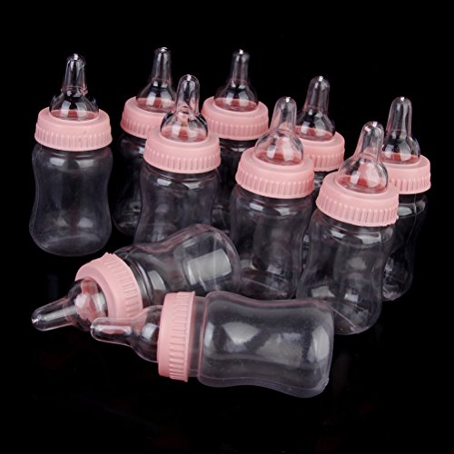 Tinksky Baby Shower Nuckelflasche Candy Box Mini Candy Flasche-Baby-Dusche-Geschenk-Box,12pcs (rosa) - 6