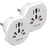 VINTAR Pack of 2 Universal Travel Adapter for Spain | UK/USA to Spain Adapter, Universal Receptacle for UK, USA USA, China, I