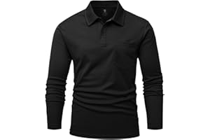 YSENTO Herren Poloshirts Langarm Golfshirts Schnelltrocknend Atmungsaktiv Outdoor Funktionell Tennis Arbeit Casual Polo T-Shirts Tops mit Brillenhalter