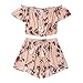 Produktbild OSYARD Damen Sommer Casual 2 Stück Set Kurzarm Print-Shirt Beachwear Crop Off-Shoulder Tops Set mit Floralen Details