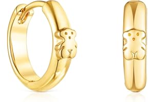 Tous Kolczyki damskie, srebro pozłacane 18-karatowym złotem, z motywem niedźwiedzia i zapięciem typu kreol, stylowe i wszechstronne, kolekcja Basics, Mediano, Srebro szterlingowe Różowe złoto, Bez