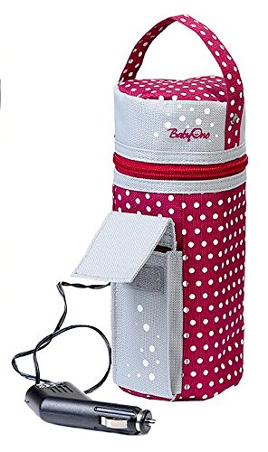 CAR WARMER BABY BOTTLE TRAVEL HEATER FEEDING BABYONO 12V NEW (Red - Grey)