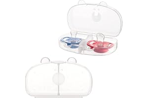 SYOSI Pacifier Case, Pacifier Container, Baby Pacifier Case for Travel, BPA Free, Can be Used to Carry 2 Pacifiers, Transparent, 4 Pack